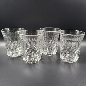 VTG Fostoria Colony 2412 Swirl 3‎ 5/8" Flat Juice Tumbler Glass Lot Set Of 4